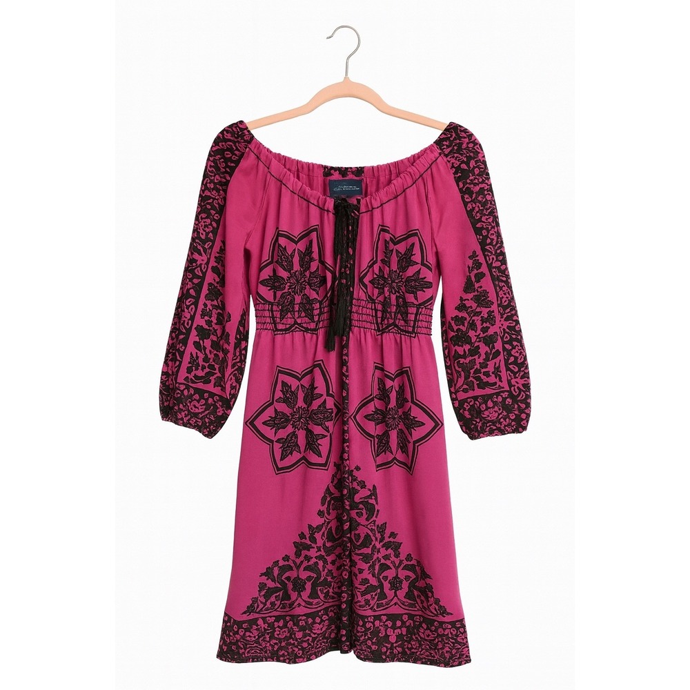 Max Edition Boho Peasant Dress – Size Medium – Purple & Black Floral Paisley
